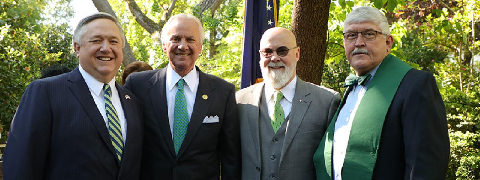 Earth Day 2021 at the Governor's Mansion: CIU President Dr. Mark A. Smith, Gov. Henry McMaster, Tom Mullikin, CIU Chaplaincy Professor Dr. Mike Langston
