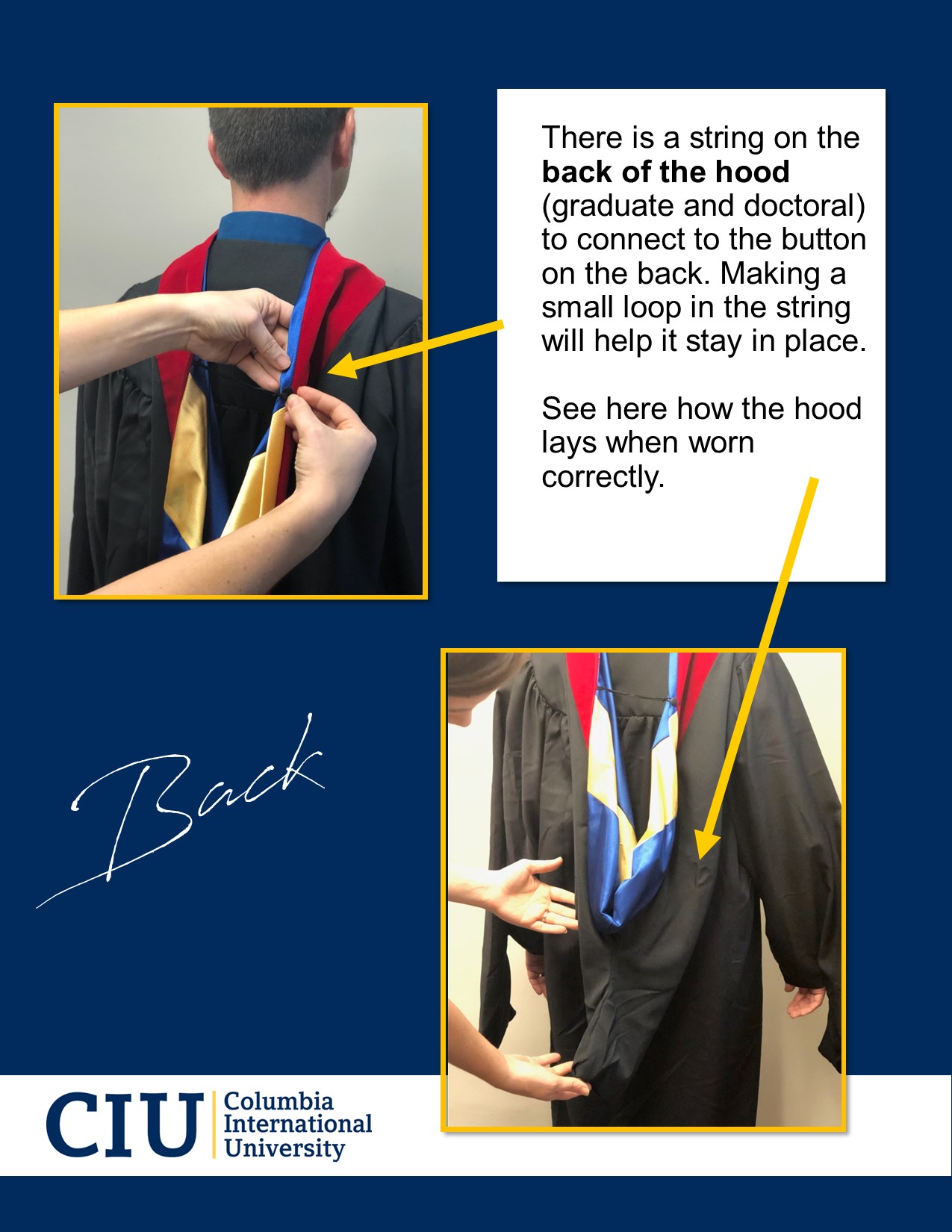 Donning your regalia hood (for graduate and/or advanced students)
