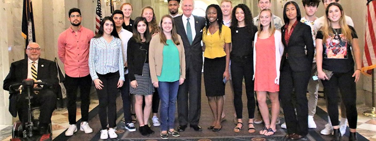 South Carolina Gov. Henry McMaster with the Principles of Leadership and Management class.