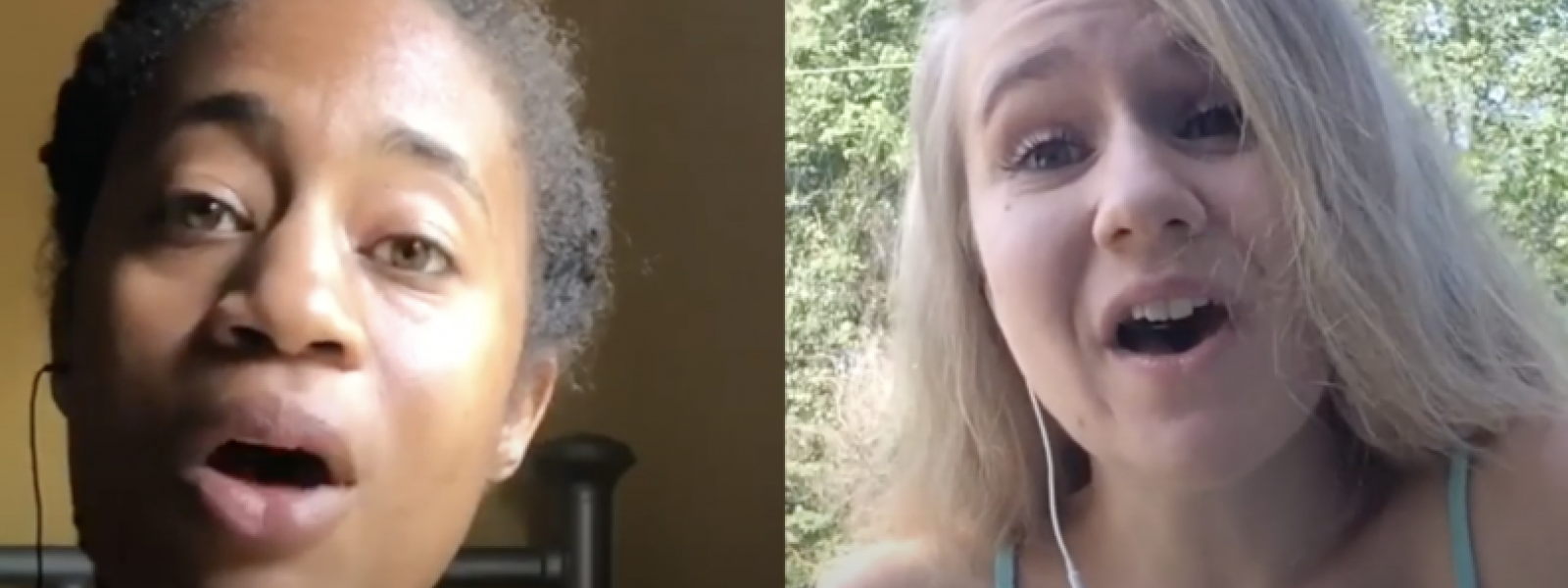CIU alumni Alyssa Stewart and Courtney Reasoner sing a virtual duet. 