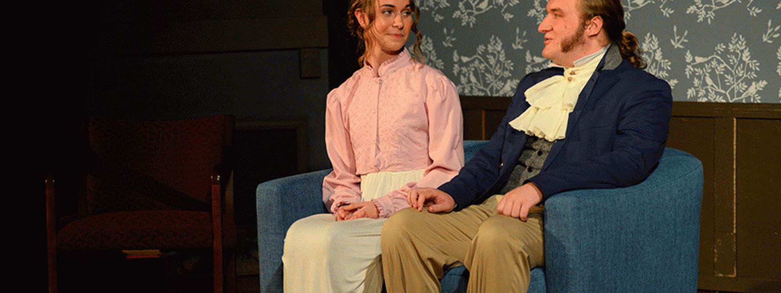 Aynsley Vivian as Emma with Noah Brown in the role of Mr. Knightley 