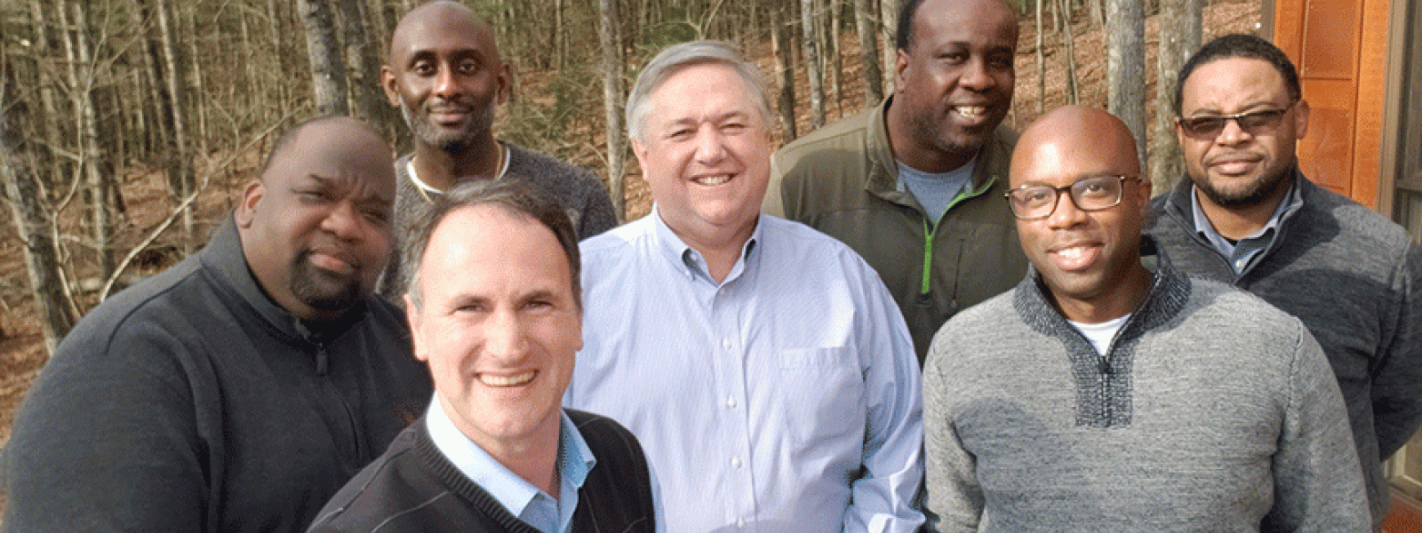 CIU President Dr. Mark Smith (center) meets with CIU African-American leaders at retreat. They are joined by The Rev. David Spivey, pastor of Haven of Rest Bible Church in Galax, Virginia