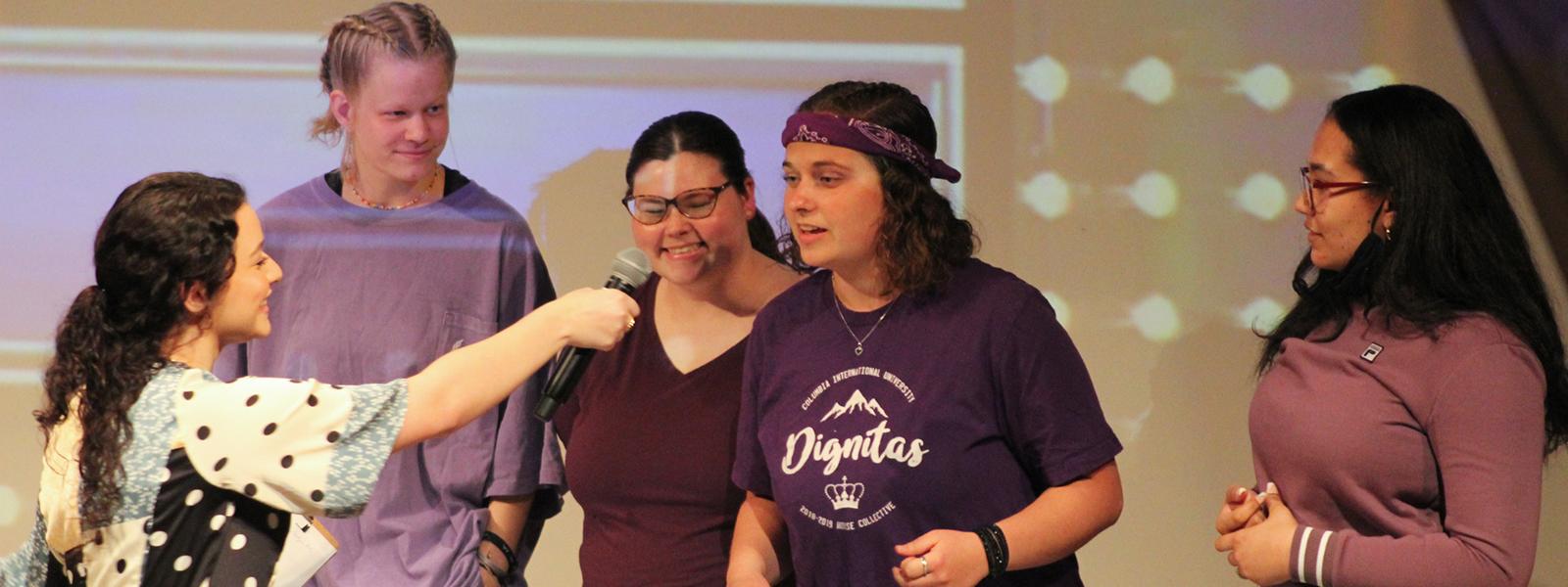 The House of Dignitas answers a question during "House Feud." (Photos by Macey Drye, CIU Student Photographer)