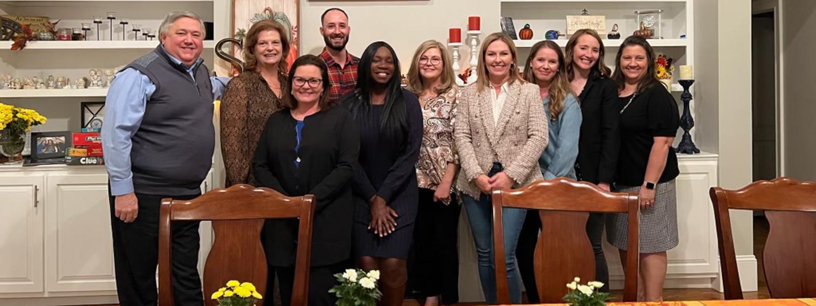 Some nursing students, and nursing faculty and staff were recent guests of CIU President Dr. Mark A. Smith (left) and his wife Debbie (right).