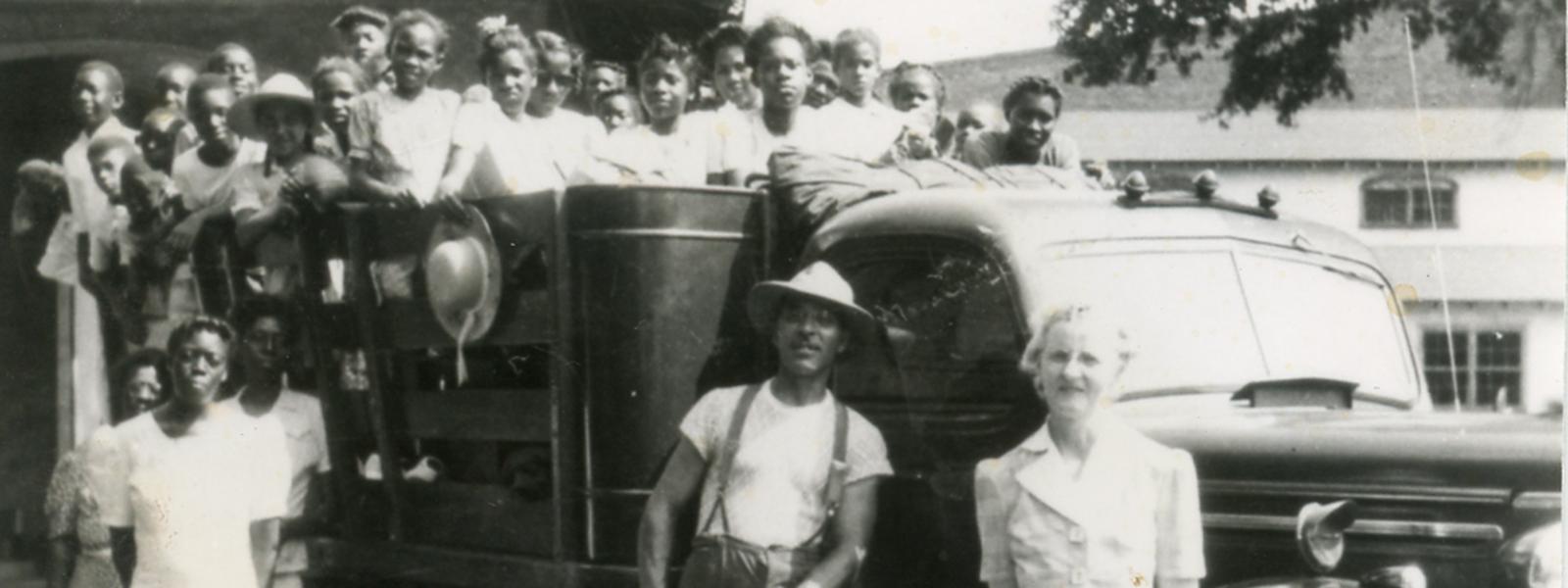 Marguerite McQuilkin with some of the first children at Bethel Bible Camp in 1941.