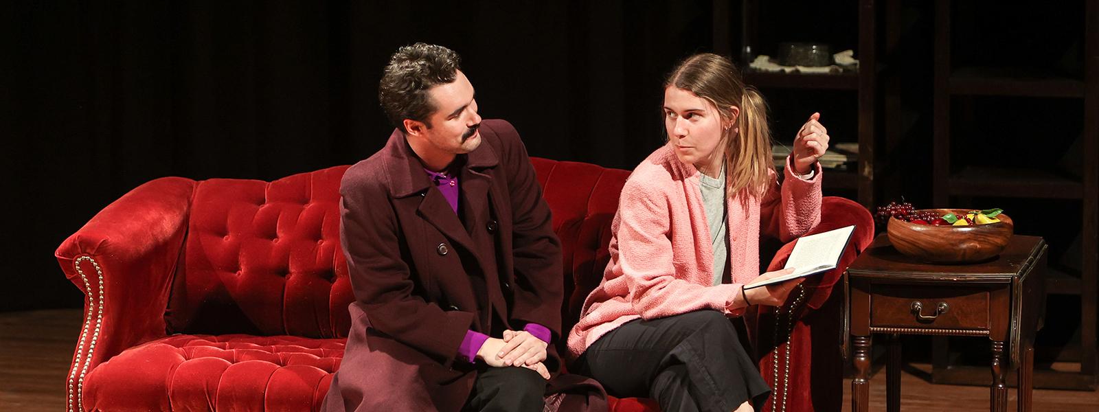 Aynsley Vivian plays Mollie Ralston and Erik Wisotsky is Mr. Paravicini. (Photo by Alexis Deason) 