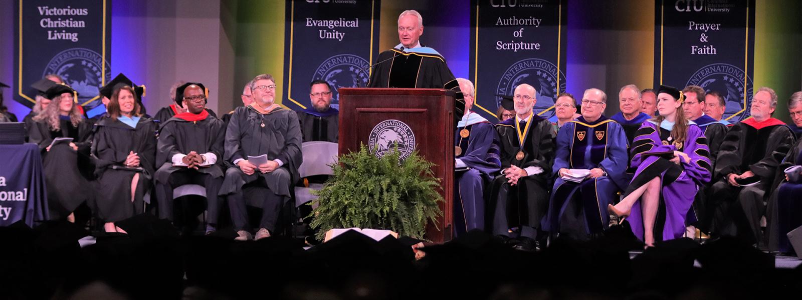CIU alumnus and former CIU administrator Dr. Ralph Enlow was commencement speaker.