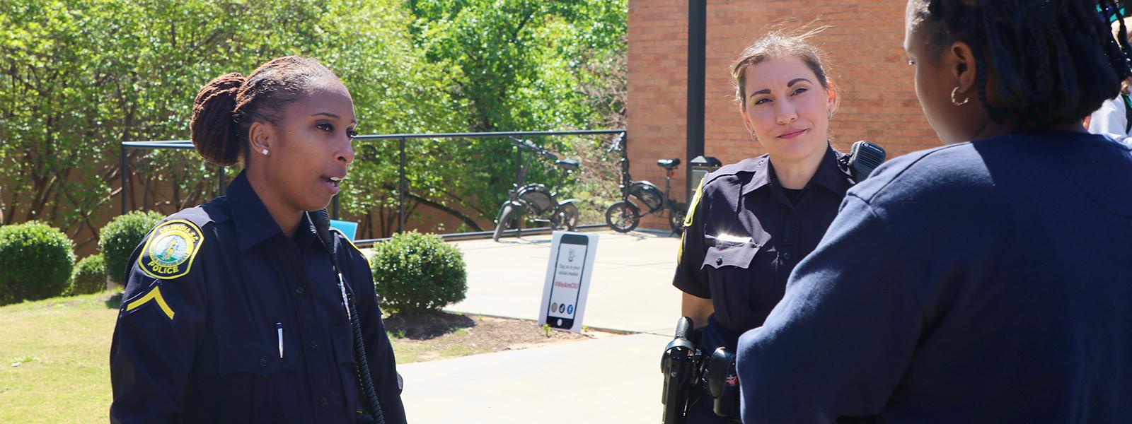 Checking out opportunities with the Columbia Police Department (Photo by Chariti Mealing, CIU Student Photographer) 