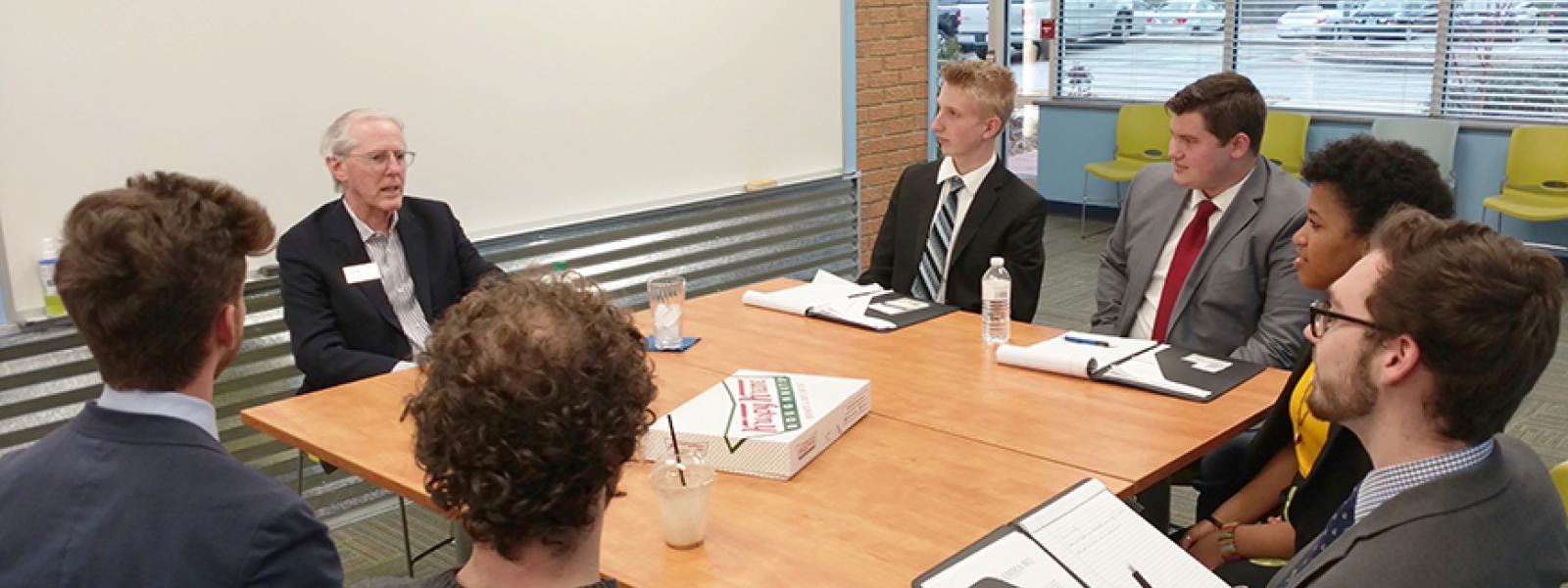 CIU students listen to former Krispy Kreme CEO James Morgan. 