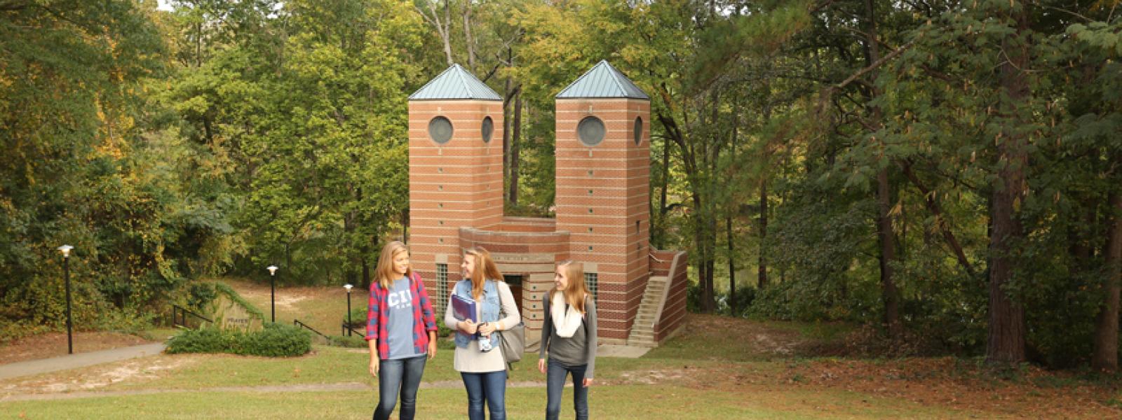 CIU students in front of the prayer towers.