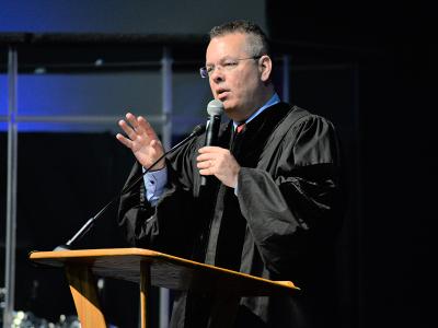 Pastor Andrew Brunson speaks to CIU students. 