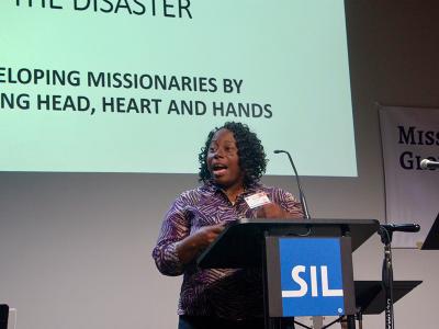 Dr. Michelle Raven discusses Disaster Relief and Emergency Management at a 2019 meeting of the Evangelical Missiological Society