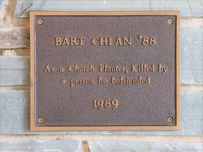 Bart Chlan is remembered in the lobby of Memorial Residence Hall. 
