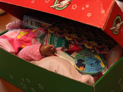 An Operation Christmas Child shoebox packed with love and care. (Photos by Andrea Calamaro)