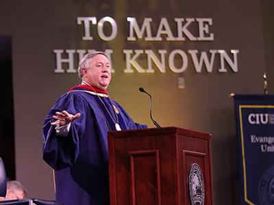 CIU President Mark A. Smith challenges students to "Make Him Known." (Photos by Kierston Smith)