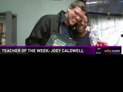 Joey Caldwell with WLTX TV news anchor Darci Strickland 
