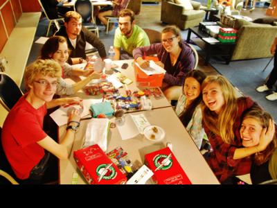 CIU Students pack shoe boxes for Operation Christmas Child 